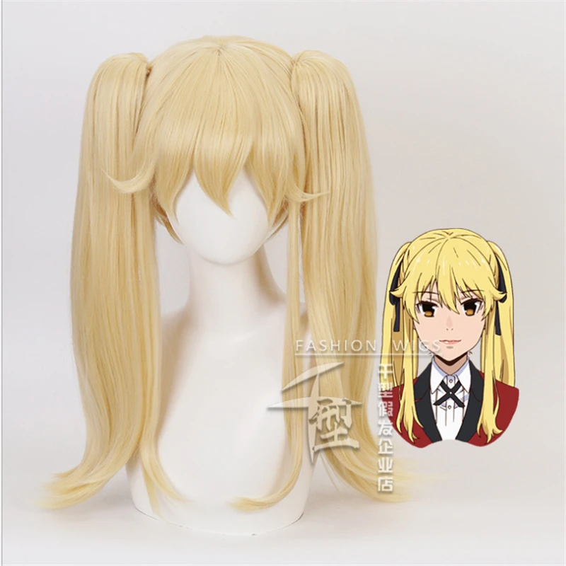 

KAKEGURUI-peluca larga de Anime Meari Saotom, косплей, цвет dorado, 50 см