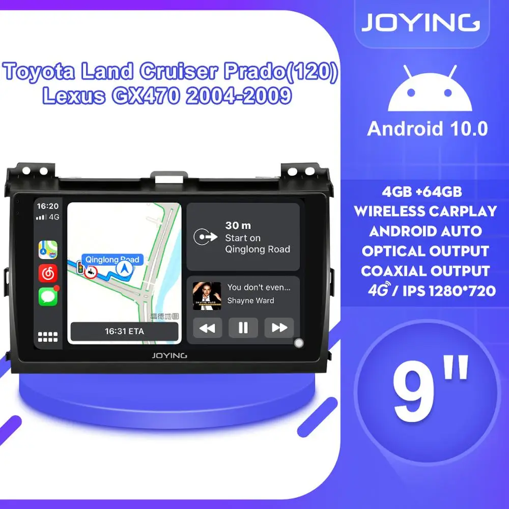 Автомобильное радио 9 &quotAndroid 10 для Toyota Land Cruiser Prado 120/Lexus GX470 2004 2009 GPS Carplay Android Auto DSP SPDIF