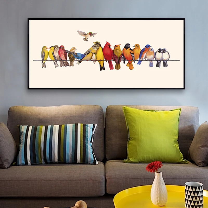 Домашнее Искусство Настенная живопись Цветные Птицы Холст Плакаты большая