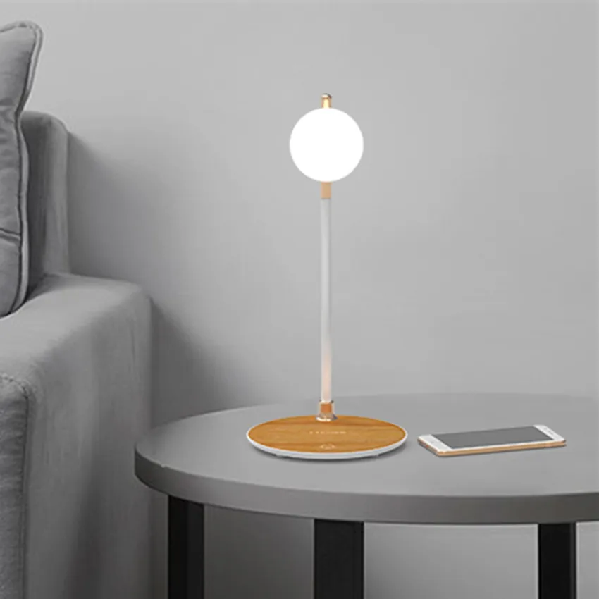 Беспроводное зарядное устройство Qi со светодиодной подсветкой настольная лампа