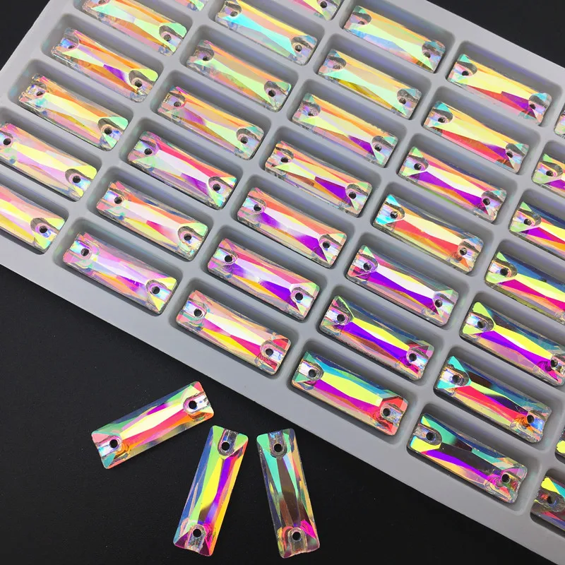 Прямоугольная багета для шитья камни кристально чистые AB с плоской задней