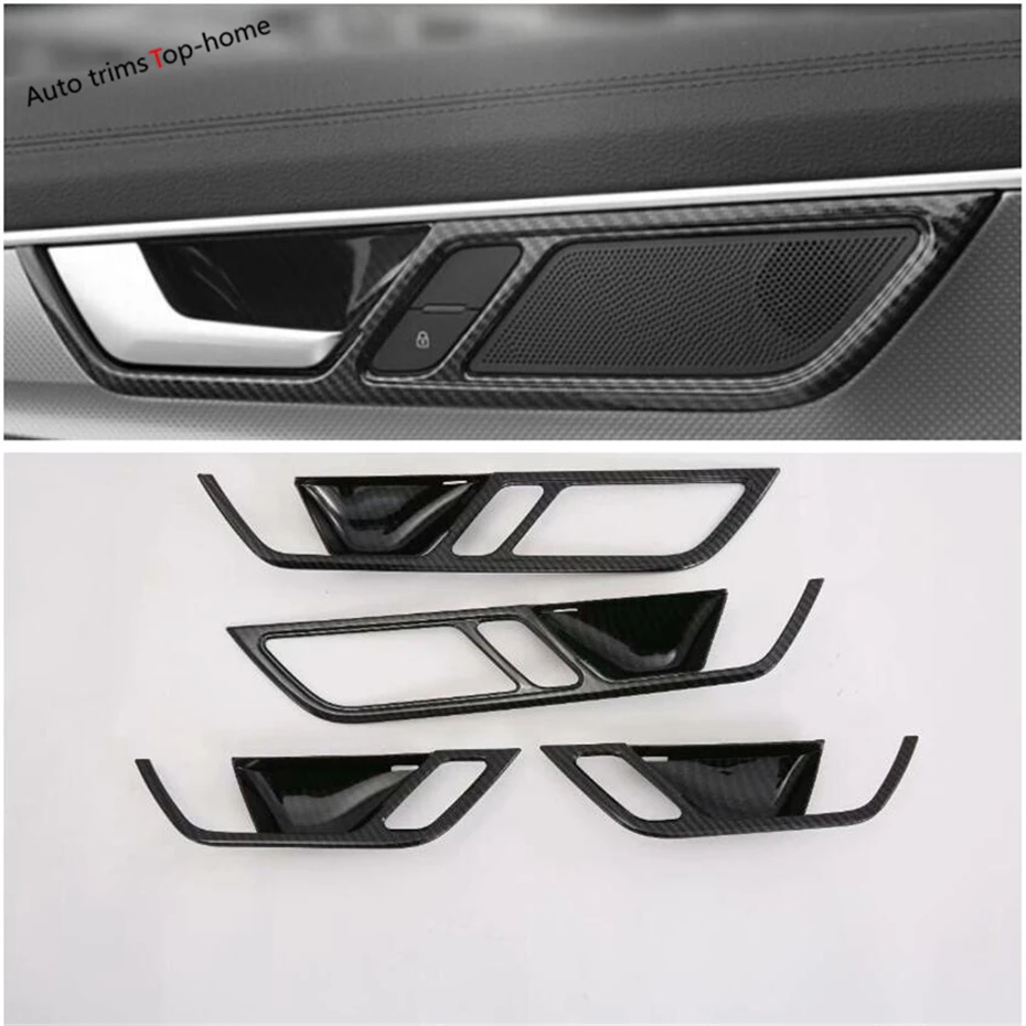 Yimaautotrims внутренняя дверная ручка крышка чаши отделка 4 шт. ABS Подходит для Audi A6 C8 матовый из углеродного волокна вид