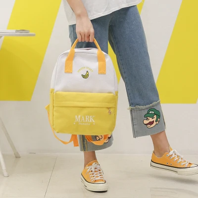 yellow Женские рюкзаки из парусины с вышивкой, модная новинка, Женская милая Студенческая сумка, яркие цвета, сумки через плечо для девочек - Цвет: yellow