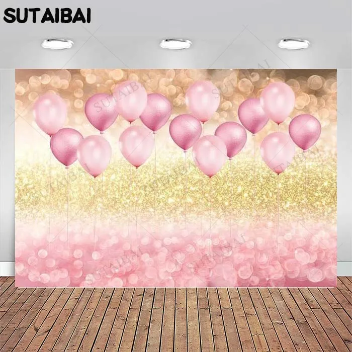 

Детский фон для дня рождения с розовыми воздушными шарами блестящие огни для девочек украшение для свадебной вечеринки фото свадебный фон