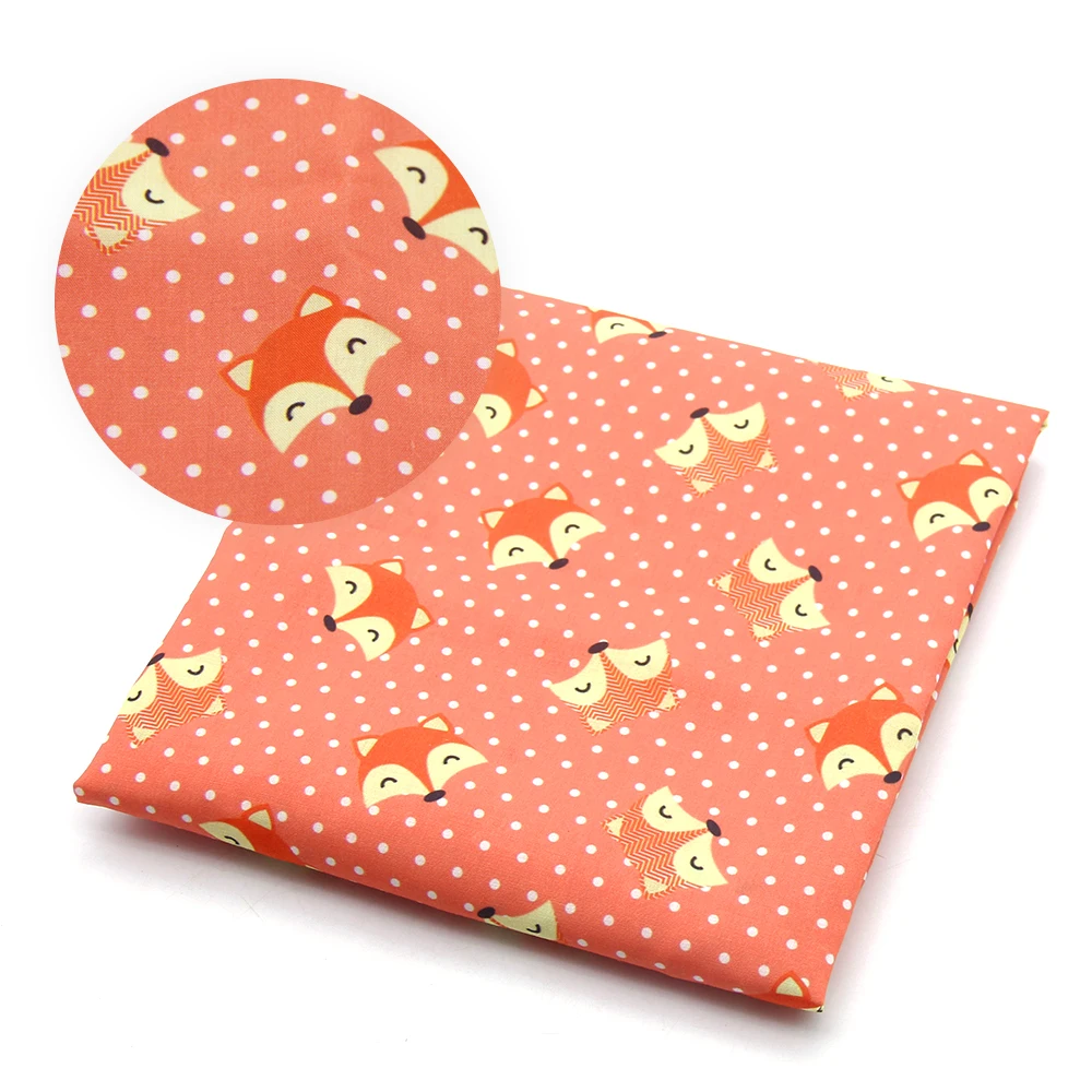 50*145cm Fox Animal 100% Pure/ Polyester Cotton /4 Ways Stretch Material Patchwork Sewing Fabrics Quilt Needlework DIY Cloth - купить по