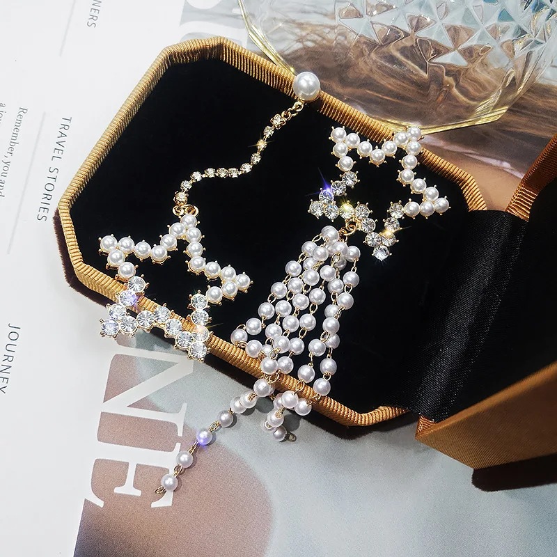 

Needle asymmetric Earrings women tassel long Korean personality versatile Earrings simple star earrings