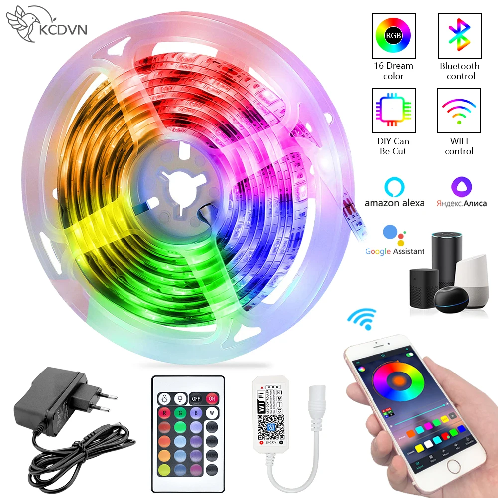 Светодиодная лента с поддержкой Bluetooth, Wi-Fi, RGB, 5050 люмен - изображение