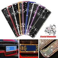 1pcs russian car licence number plate frame luxury handcrafted bling crystal diamonds multicolor european license plate frame