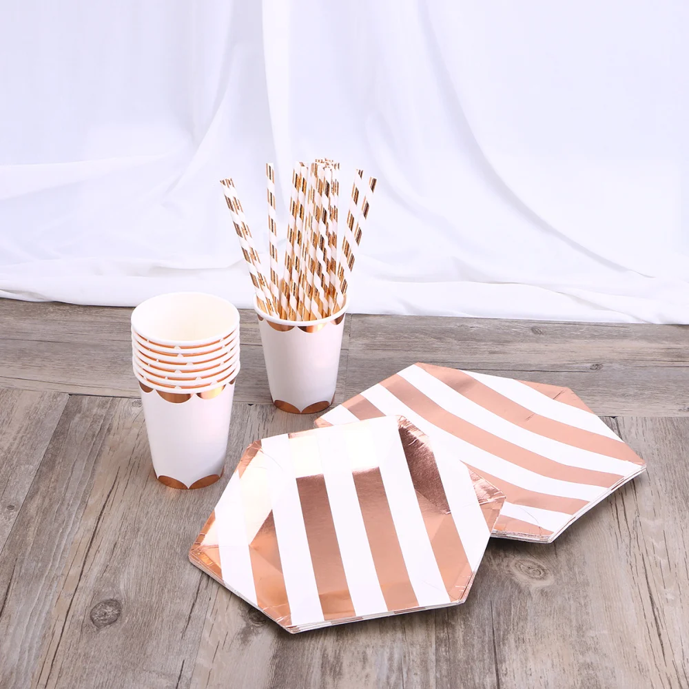 

8PCS Gilding Party Disposable Tableware Decorative Double Layers Paper Cups for Birthday Baby Showers Wedding