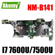 Akemy For Lenovo ThinkPad X1 Carbon 5th (2017) Notebook Motherboard NM-B141 Motherboard  CPU I7 7600U/7500U RAM 8GB 100% Test