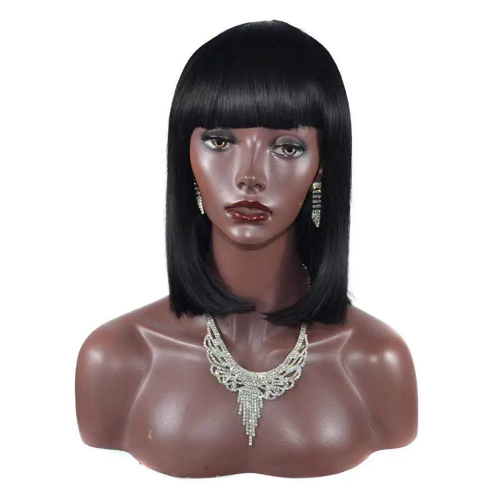 12inch black 13 inche короткие волосы парики для черных женщин прямые волосы боб парик предварительно Детские волосы - Цвет: 12inch black
