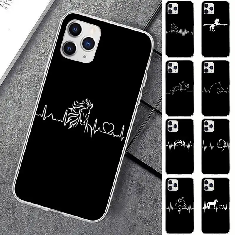 

Horse Pony Heartbeat Phone Case for iPhone 11 12 13 mini pro XS MAX 8 7 6 6S Plus X 5S SE 2020 XR case