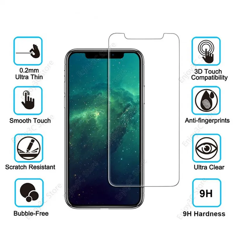 Защитное стекло закаленное для iPhone 13/12 pro max/12mini/11/13 max/X/XS/XR/8/7/6/6S Plus/5 3 шт. | Мобильные