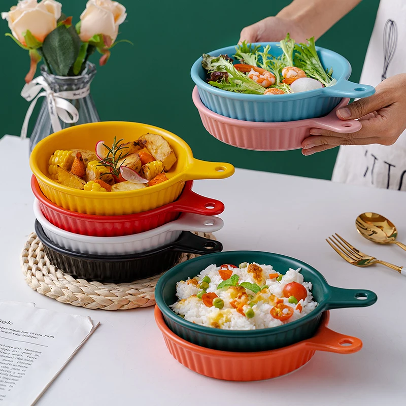 

Керамические тарелки для сыра с ручкой, 8 цветов, тарелка для салата, посуда для завтрака, блюдо для микроволновой печи, тарелка для фруктово...