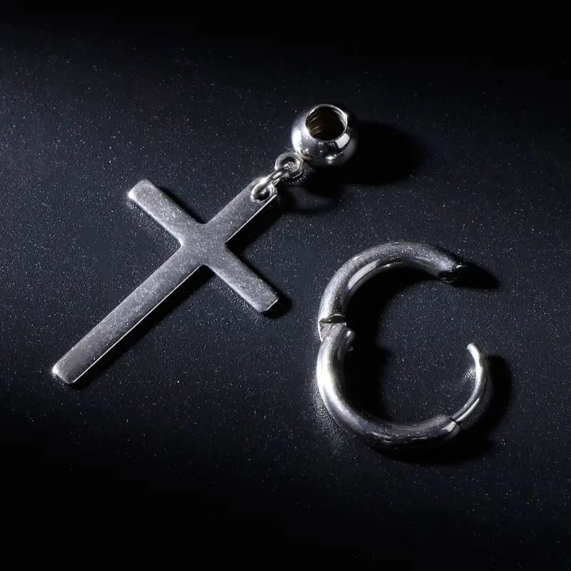 

1pc Chic Earrings Korea Kpop Jewelry Cross Pendant Dangle Charm Gifts Party Fashion V DNA Women Men Accessories