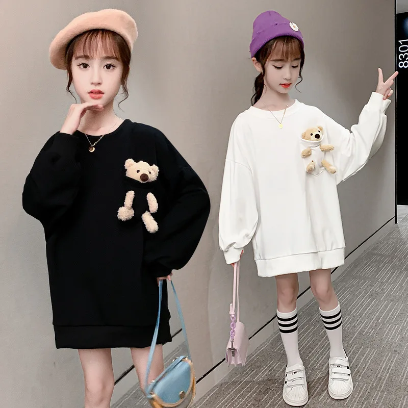 

New Sweatshirts Cute Boys Printe T-shirt Baby Girls With Bear Toddler Kids Sweatshirts Lovely Round Neck Long Sleeves Top Tees