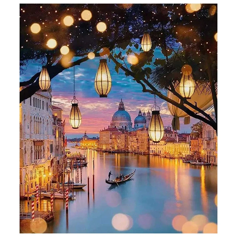 

Алмазная живопись, полный комплект алмазов, картина стразы, художественное ремесло, украшение для двери дома (ночное виденье города)