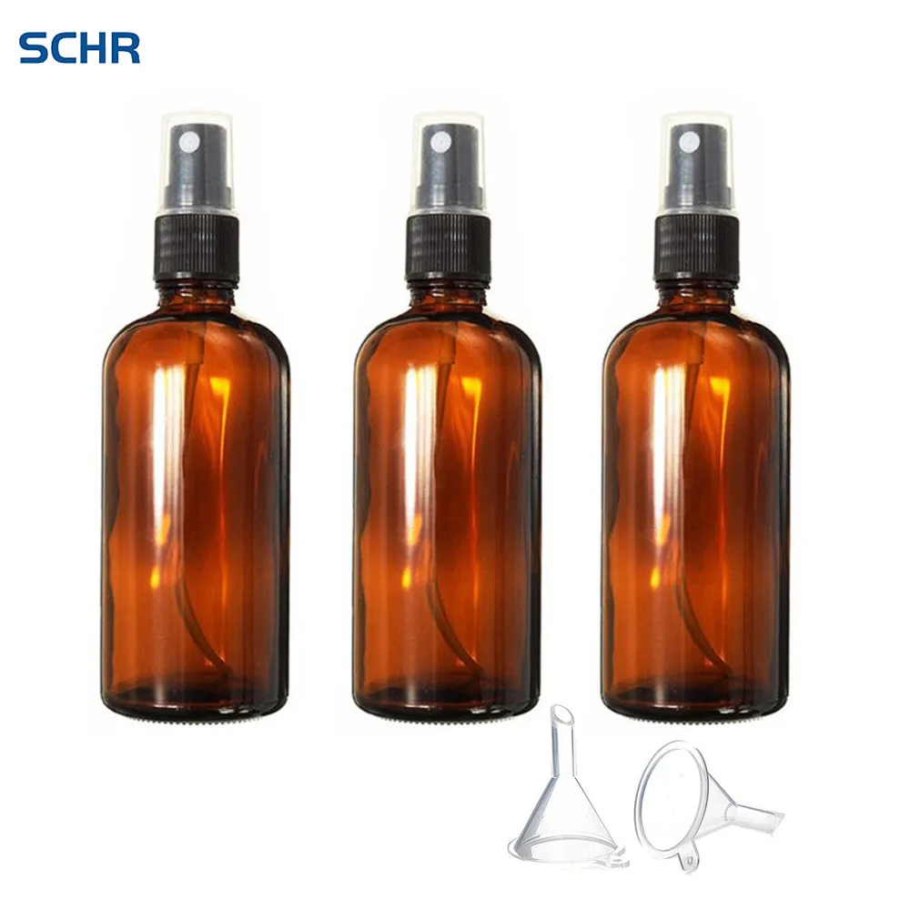 

100ml Amber Glass Spray Bottles Perfume Dispenser with Fine Mist Sprayer & Dust Cap for Essential Oils Aromatherapy 3pack