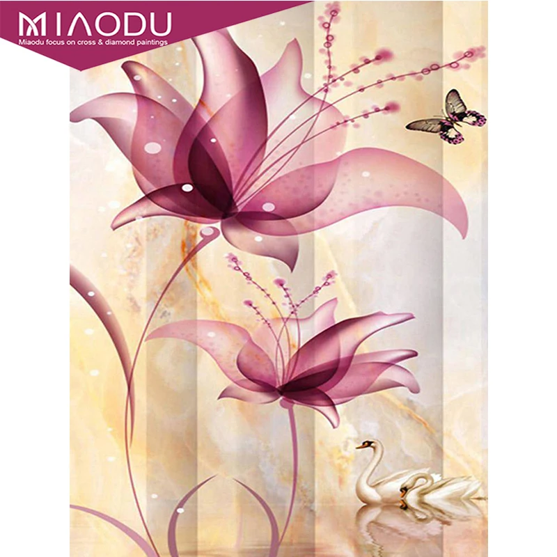 

DIY 5D Diamond Painting Abstract Lotus Flower Butterfly Embroidery Cross Stitch Full Diamond Mosaic Wall Decor Gift