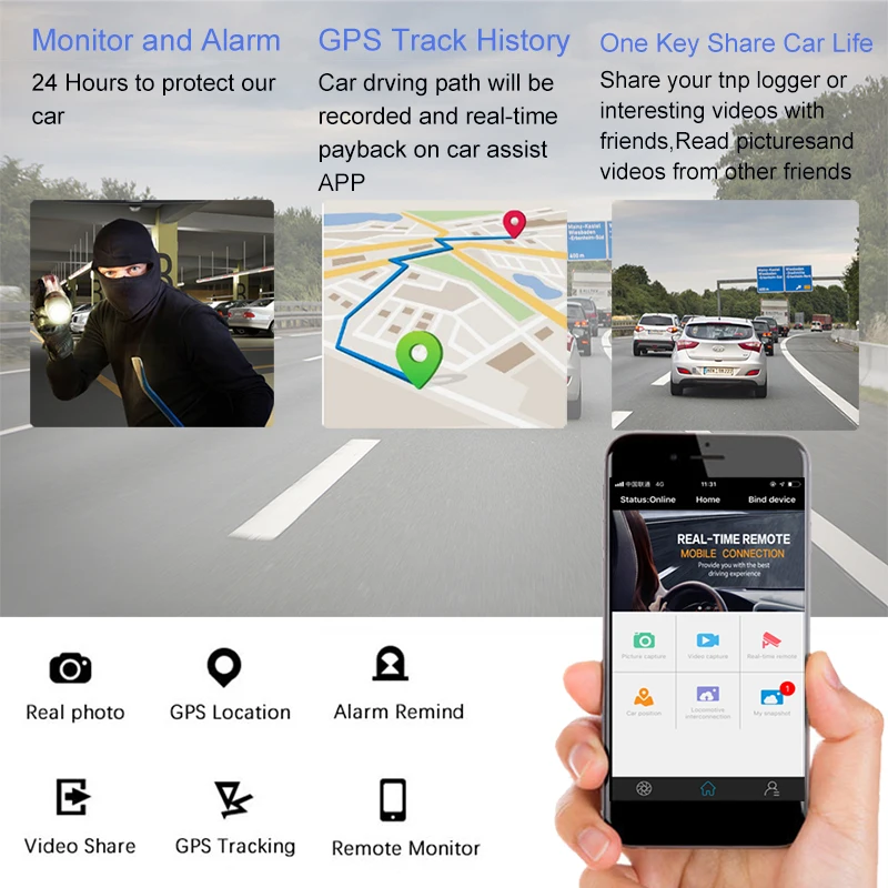 Автомобильный видеорегистратор 7 дюймов 4G Android ADAS 16 ГБ GPS навигация запись HD с