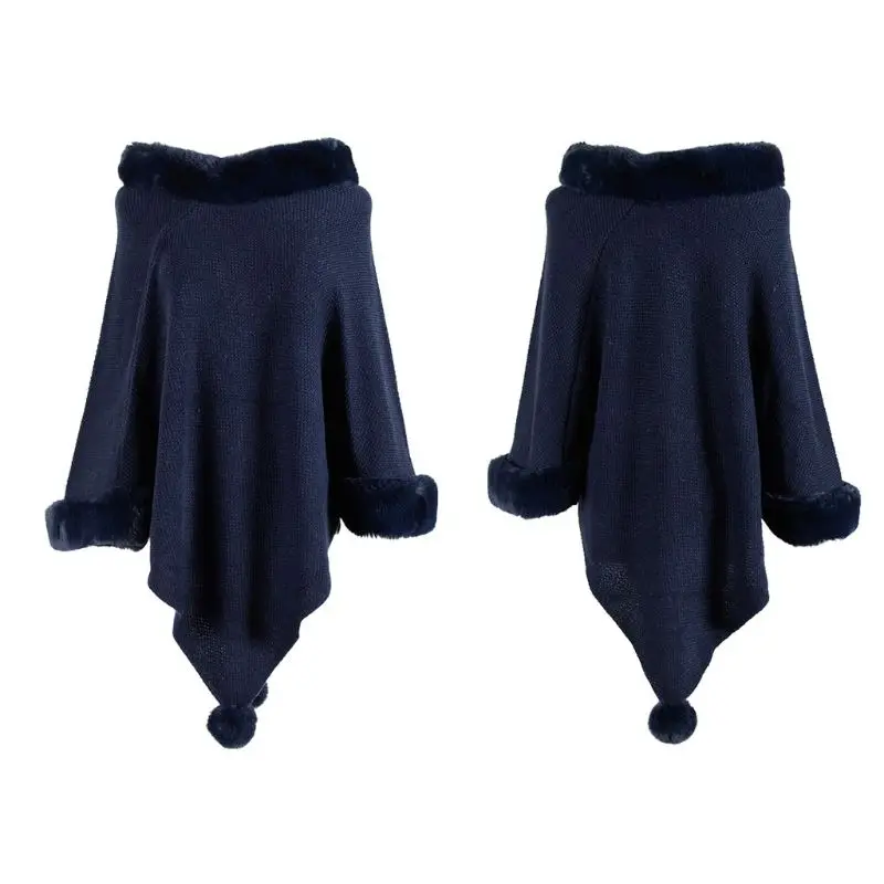 Женский зимний уютный теплый вязаный свитер шаль утолщенная плюшевая накидка