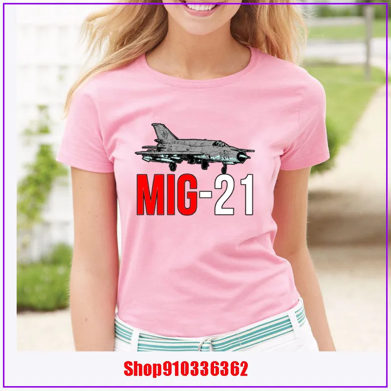 Женские модные дизайнерские топы MIG 21 Jet Air Plane Повседневная футболка крутая белая