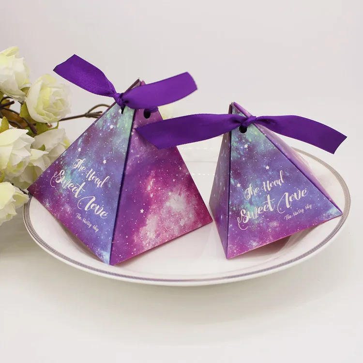 purple star Упаковка в подарочную коробку Бумага конфеты коробки, свадебные сувениры Шоколадные подарки сумки сумка с конфетами вечерние украшения в виде пирамиды bonbon boite Кадо - Цвет: purple star