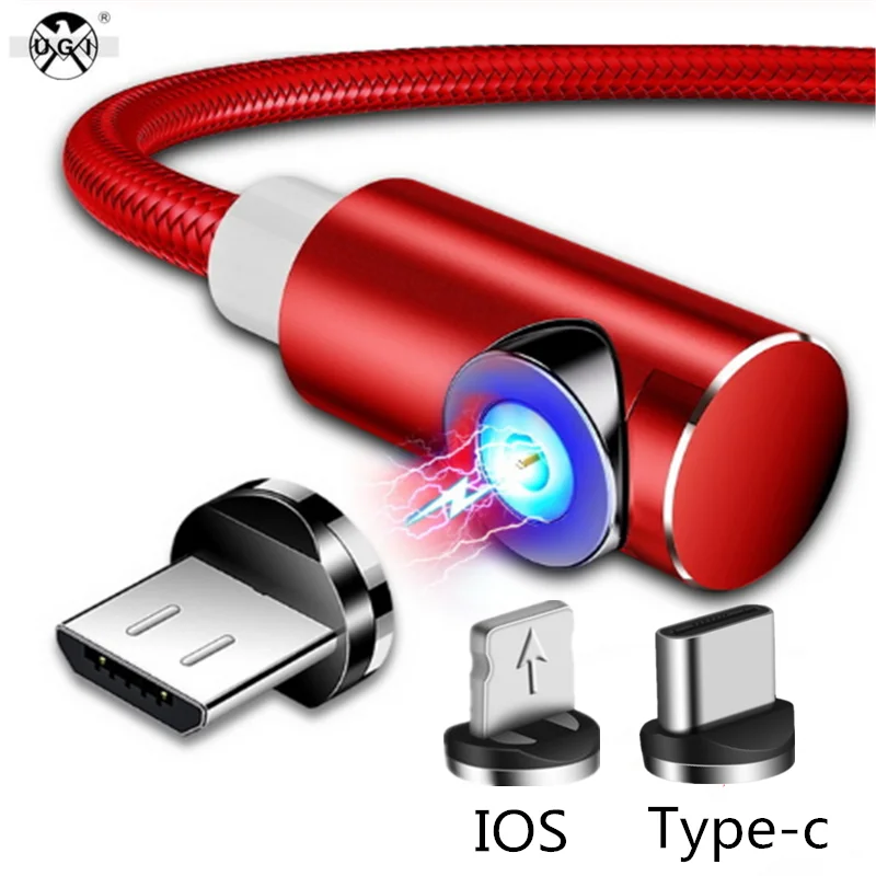 UGI 360 ° Магнитный адаптер светодиодный Micro USB C type зарядный кабель для HUAWEI samsung S8 S9 S10