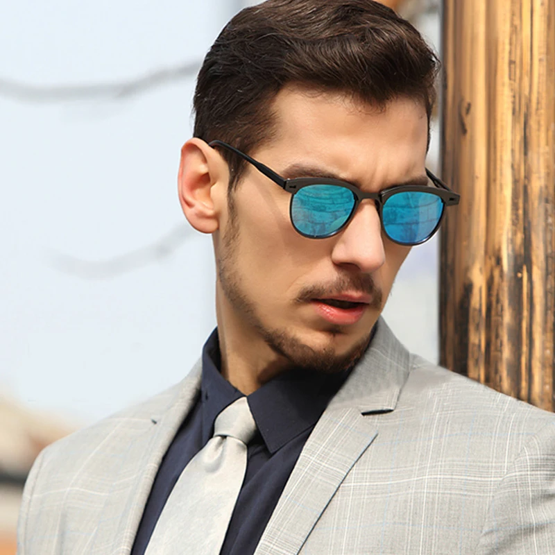 

ZUEE Half-Frame Metal Sunglasses Men's and Women's Polarized Sunglasses UV400 Anti-Glare Sunglasses Retro Eyewear Accessories