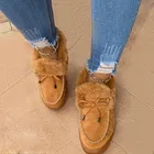 Женские ботинки из флока на платформе, с круглым носком, Плюшевые Теплые ботильоны, большие размеры, 2022