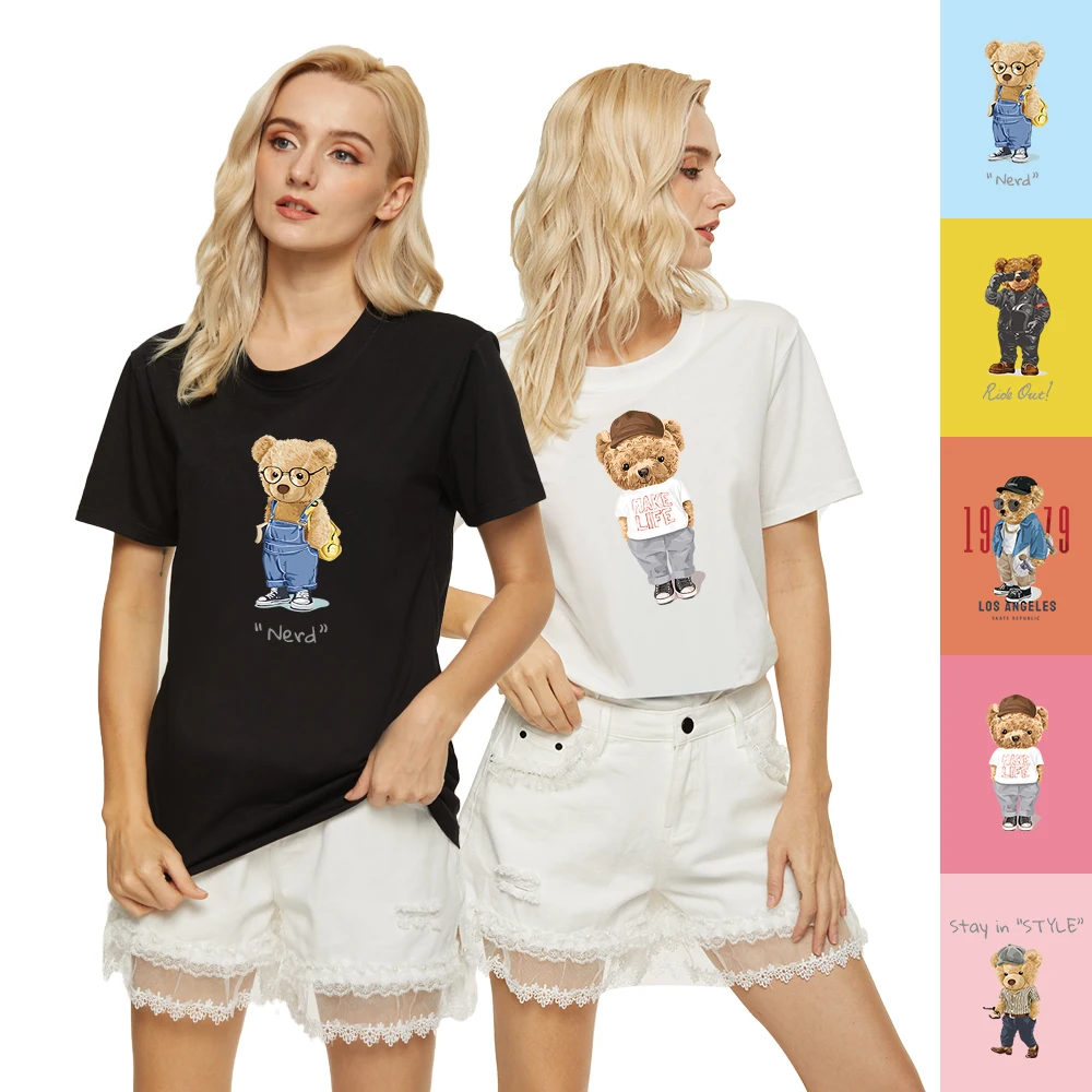 

T-shirt Teddy Bear Women's T-shirt High-quality pure cotton T-shirt Soft cotton comfortable short-sleeved top