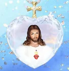 Женское Ожерелье из хрусталя в форме сердца, христианское Ожерелье Подвеска в виде креста с Иисусом, модный религиозный амулет, аксессуары вечерние, подарок