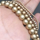 2-8 мм натуральные матовые светло-золотые бусины из гематита, круглые свободные бусины-распорки, для самостоятельного изготовления ювелирных изделий браслет, ожерелье, 15 дюймов