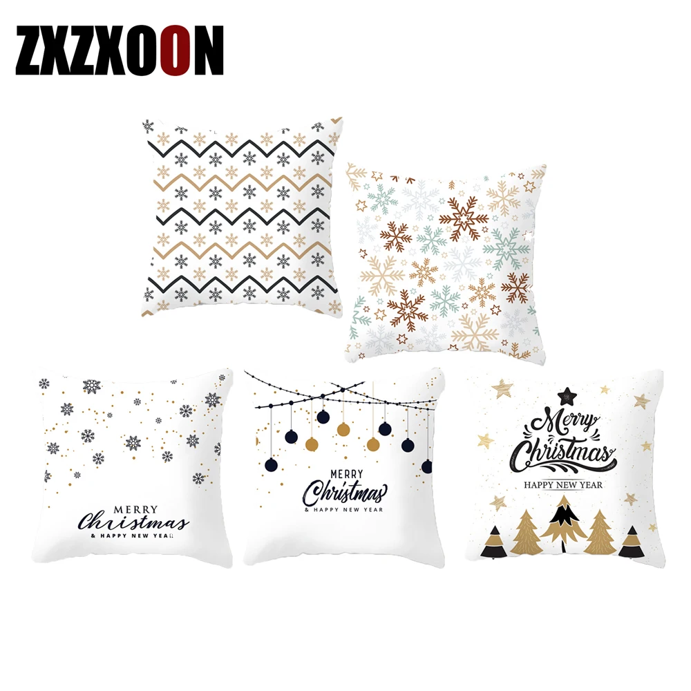 

Декоративный чехол для диванной подушки, чехол из полиэстера, Рождественский подарок в виде снежинки, чехол для дивана с Санта-Клаусом, укра...