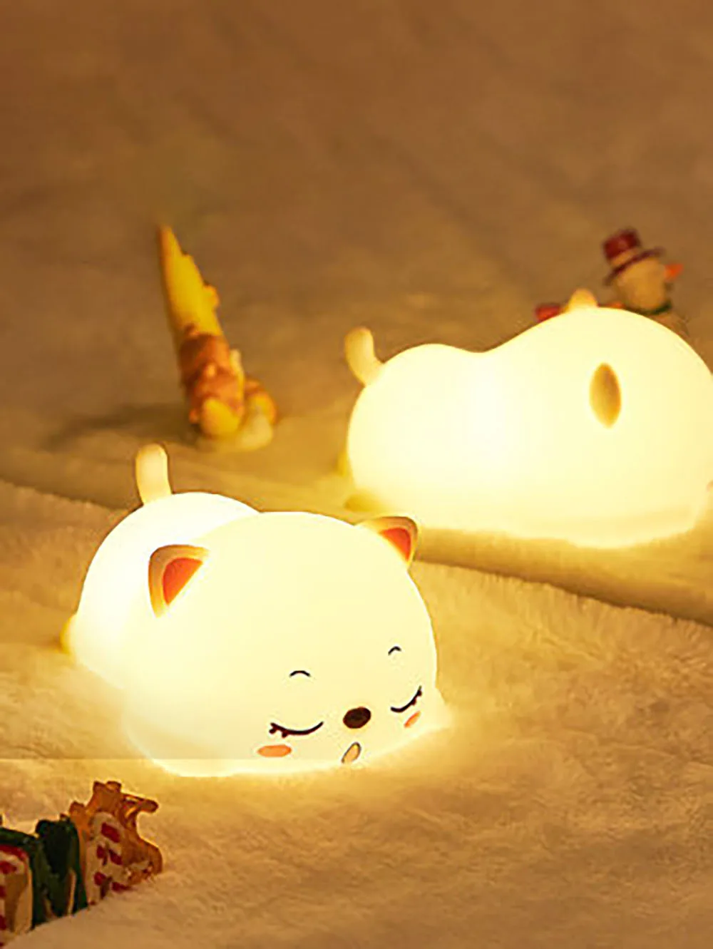 

Sleeping Clap Cat Night Light For Bedroom LED Moon Lamp Lampara Led ABS USB Plug Rechargeable Ins ночник детский лампа закат
