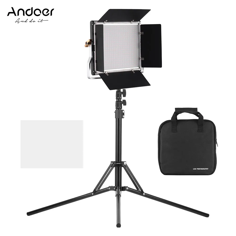 

Andoer Portable Video Light lamp Panel Fill-in Lamp Adjustable Brightness 3200-5600K Color Temperature CRI95+ with Light Stand