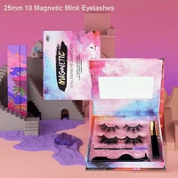 newest magnetic eyeliner eyelashes kit 2 pairs 25mm mink fake lashes set with magnet liquid eyeliner tweezer 3 setslot
