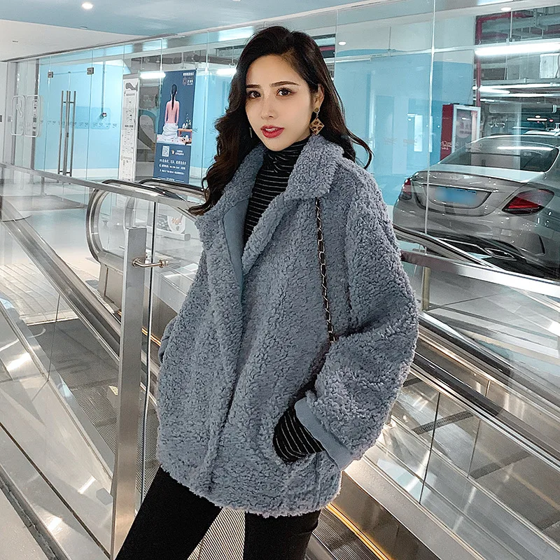 

Lamb fur fur coat short thickened 2020 autumn and winter new sweet and elegant loose warm fashion fashionable jacket women's top