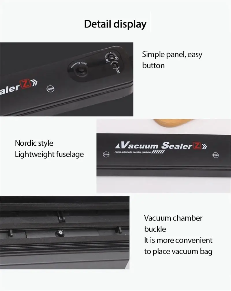 

Bag Clips Portable Food Vacuum Packaging Machine Household Automatic Vacuum Sealer Plastic Sealer Kitchen Storage & Organizor