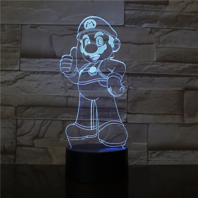 Mario 1 Марио 7 цветов 3d лампа светодиодный ночник для детей сенсорный светодиодный Usb Настольный Lampara Lampe детский спальный ночник комнатный светильник дропшиппинг - Испускаемый цвет: Mario 1