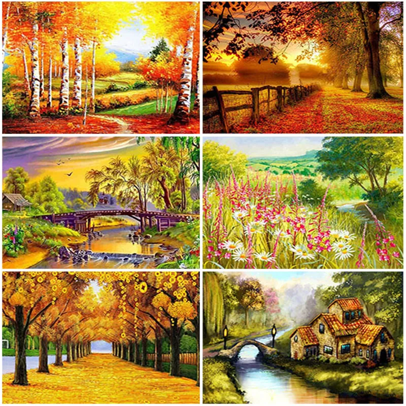 

DIY Scenery 5D Diamond Painting Full Square Drill Mosaic Autumn Landscape Diamond Embroidery Cross Stitch Wall Art Home Decor