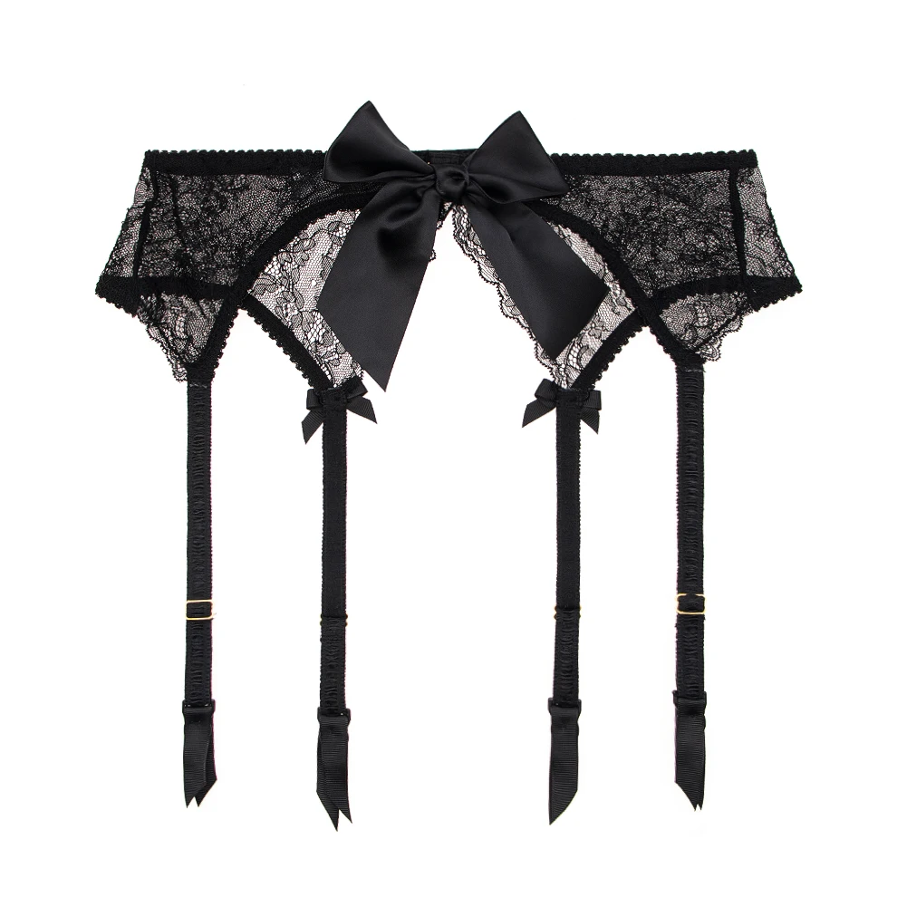 

Sexy fashion big bow kont high quality eyelash lace garter belt transparent underwear S M L XL temptation suspender belt CYHWR
