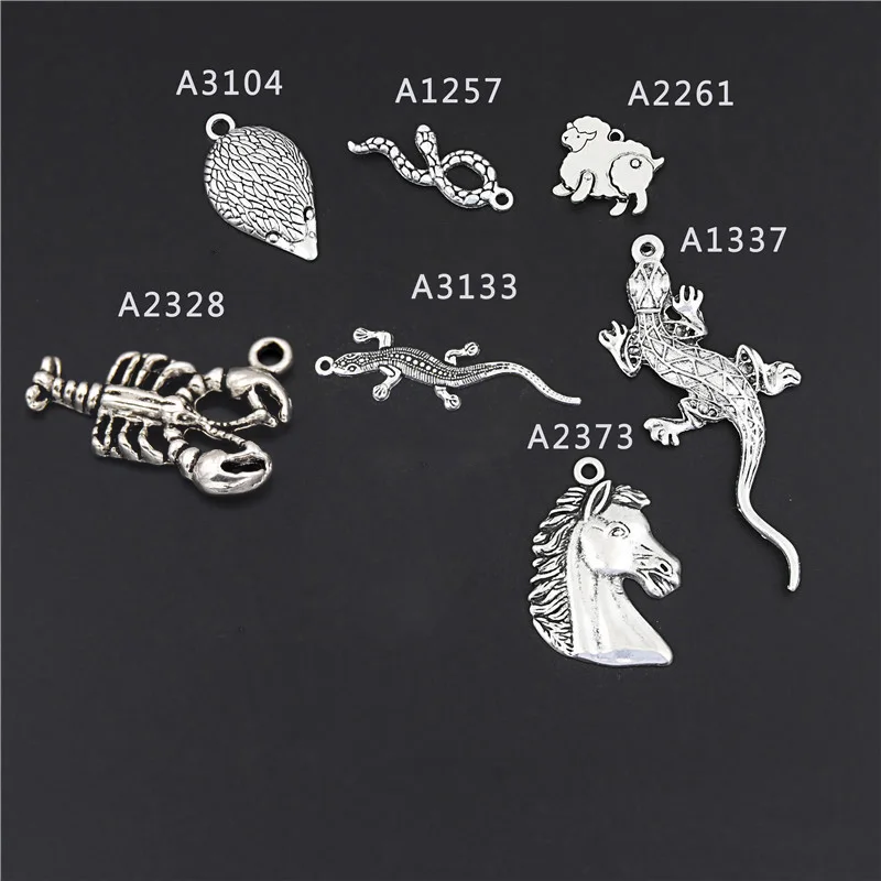 14 штук Микс Серебряный Цвет Прелестный Толстый Овца Окунь Креветка Ракушка Приколы Животное Подвеска Ювелирные Изделия Сделай Сам Ручной Работы М41