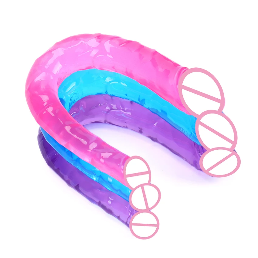 U образный двойной фаллоимитатор гибкий мягкий желе Вагина лесбиянок пенис