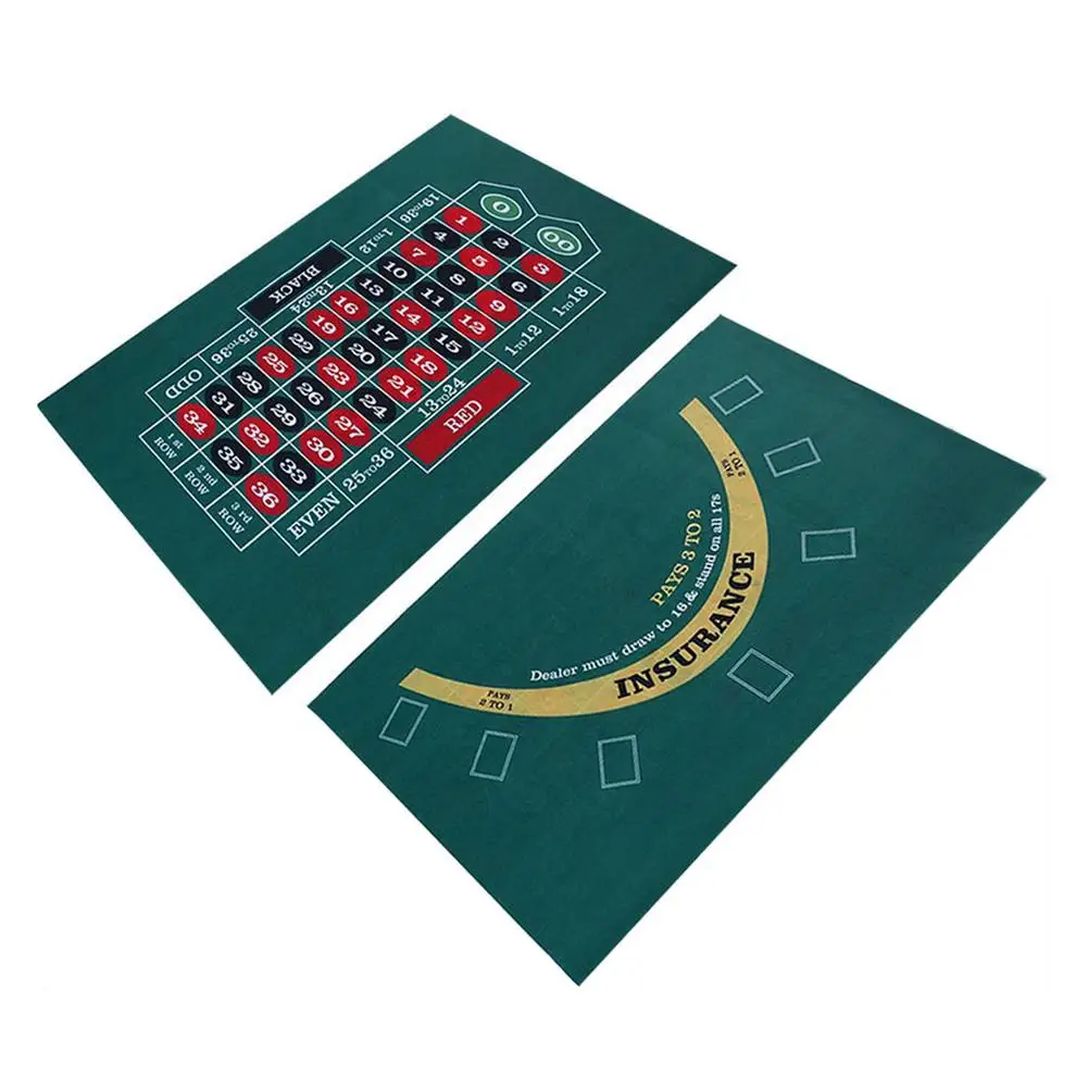 

Tabletop Casino Felt Layout - Double-sided Poker Game Mat For Texas Holdem Poker And Blackjack Professional Grade Roulette Game