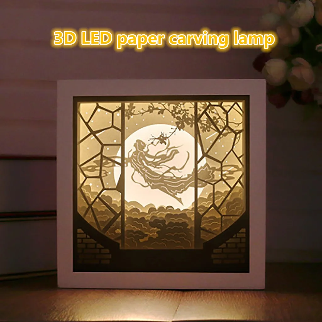 3D светодиодный нарезной бумажный ночник в виде фигуры DIY креативный Ночной пейзаж USB PowerSupply