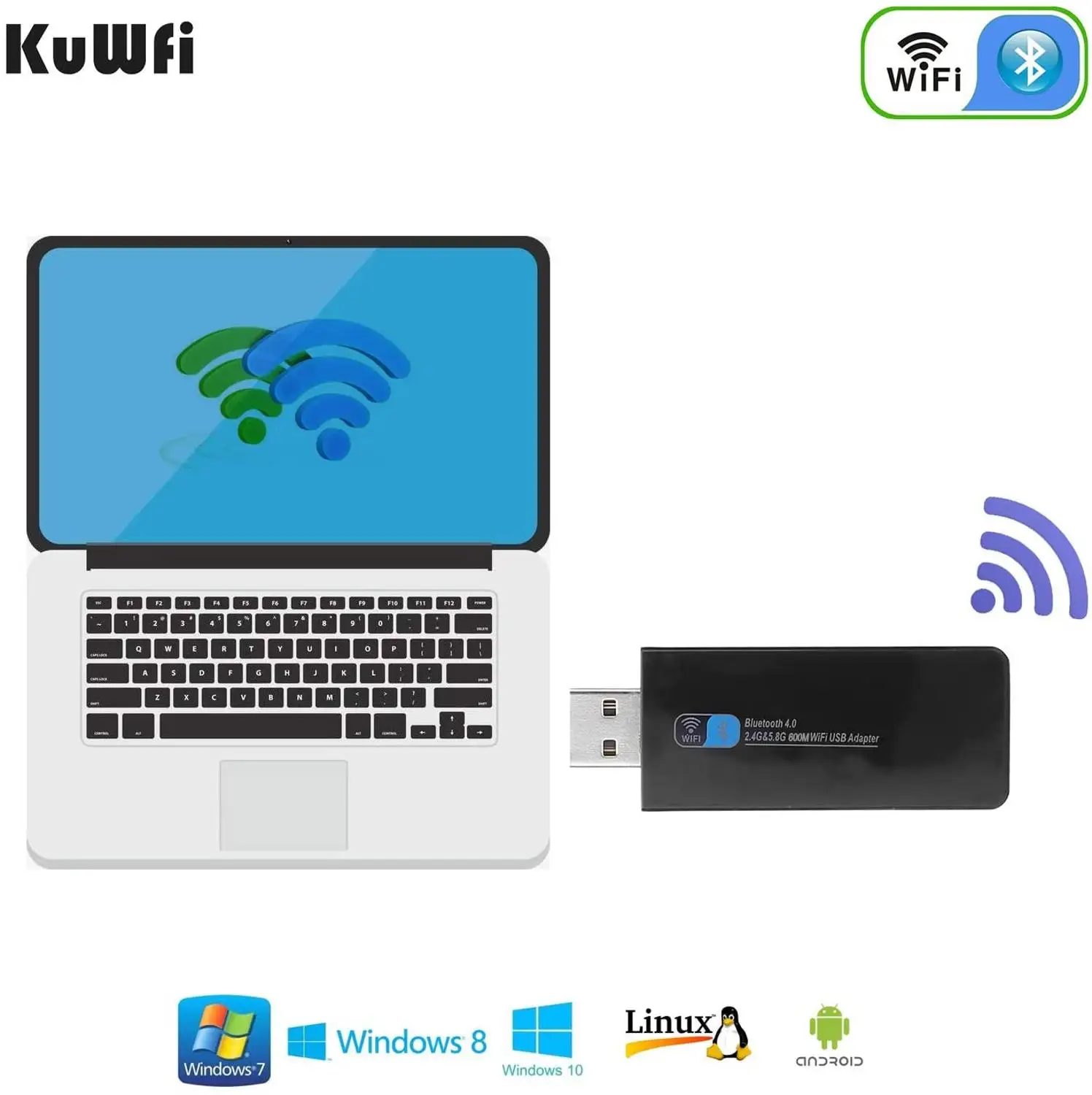KuWFi 600Mbps беспроводной USB Wifi адаптер двухдиапазонный и Bluetooth 4 0 приемник