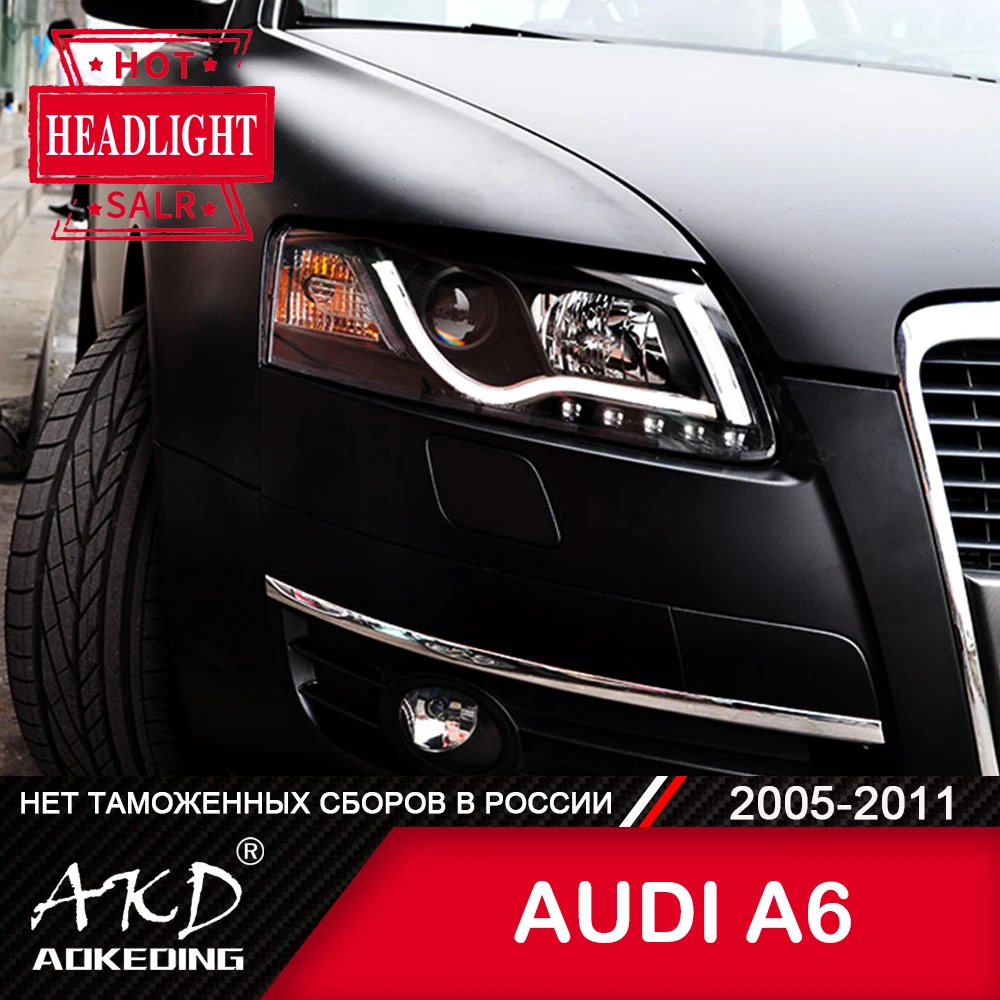 

AKD автомобильная лампа для A6 2005-2011 DRL H7 светодиодный Bi ксеноновая лампа фары сборное обновление динамический сигнал автомобильные аксессуары