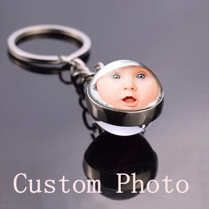 Индивидуальный Логотип, стеклянный шар для фото, брелок, персонализированный свадебный брелок, Diy брелок, брелок для влюбленных, семейный Рождественский подарок