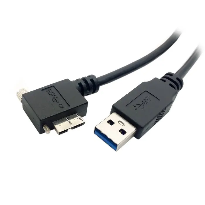 Кабель для передачи данных Micro USB3.0 1 2 м угловой 90 градусов с винтовым креплением к